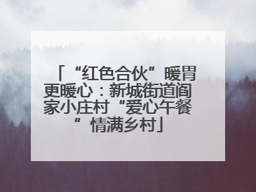 “红色合伙”暖胃更暖心：新城街道阎家小庄村“爱心午餐”情满乡村