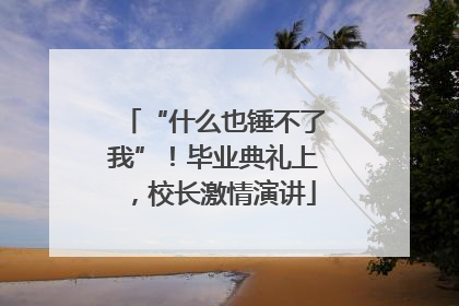 “什么也锤不了我”！毕业典礼上，校长激情演讲