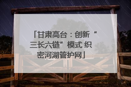 甘肃高台：创新“三长六链”模式 织密河湖管护网