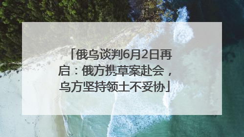 俄乌谈判6月2日再启：俄方携草案赴会，乌方坚持领土不妥协