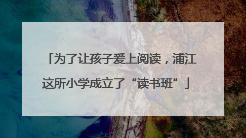 为了让孩子爱上阅读，浦江这所小学成立了“读书班”