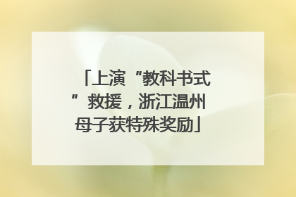 上演“教科书式”救援，浙江温州母子获特殊奖励
