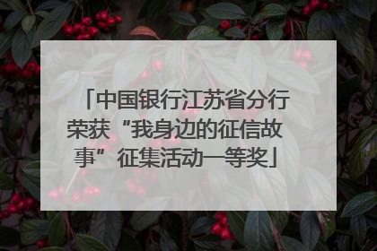 中国银行江苏省分行荣获“我身边的征信故事”征集活动一等奖