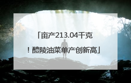 亩产213.04千克！醴陵油菜单产创新高