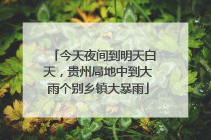 今天夜间到明天白天，贵州局地中到大雨个别乡镇大暴雨