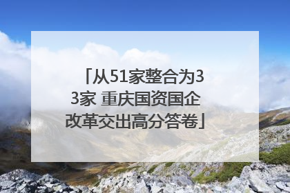 从51家整合为33家 重庆国资国企改革交出高分答卷