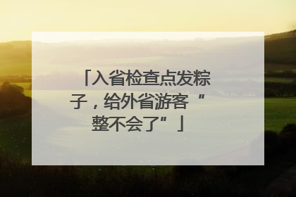 入省检查点发粽子，给外省游客“整不会了”