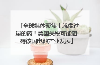 全球媒体聚焦丨就像过量的药！美国关税可能阻碍该国电池产业发展