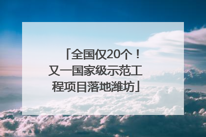 全国仅20个！又一国家级示范工程项目落地潍坊