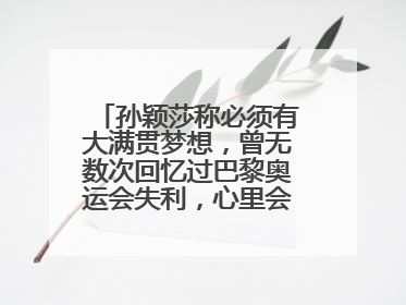 孙颖莎称必须有大满贯梦想，曾无数次回忆过巴黎奥运会失利，心里会“咯噔一下”