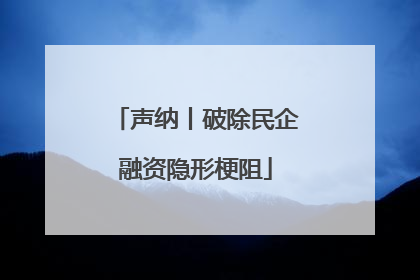 声纳丨破除民企融资隐形梗阻