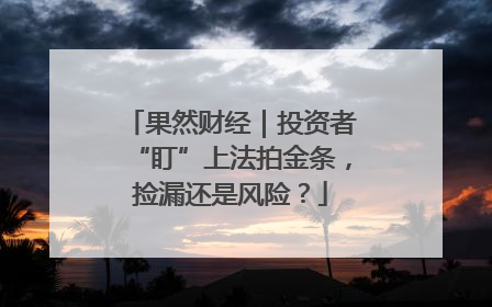 果然财经｜投资者“盯”上法拍金条，捡漏还是风险？