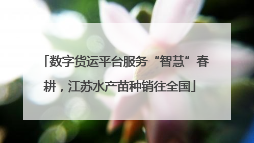 数字货运平台服务“智慧”春耕，江苏水产苗种销往全国