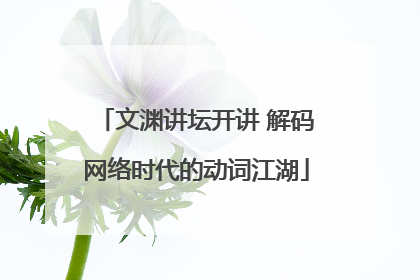 文渊讲坛开讲 解码网络时代的动词江湖