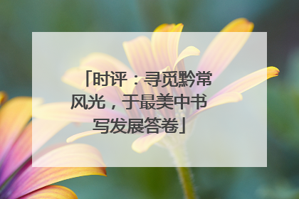 时评：寻觅黔常风光，于最美中书写发展答卷