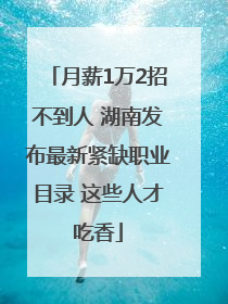 月薪1万2招不到人 湖南发布最新紧缺职业目录 这些人才吃香