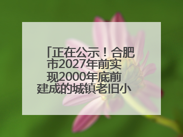 正在公示！合肥市2027年前实现2000年底前建成的城镇老旧小区“应改尽改”