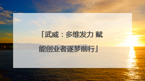 武威：多维发力 赋能创业者逐梦前行