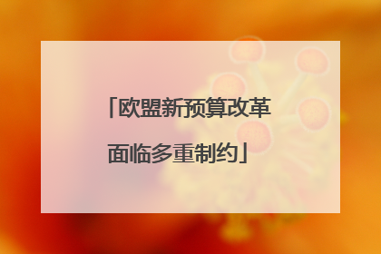 欧盟新预算改革面临多重制约