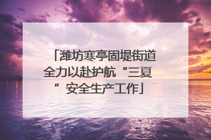 潍坊寒亭固堤街道全力以赴护航“三夏”安全生产工作