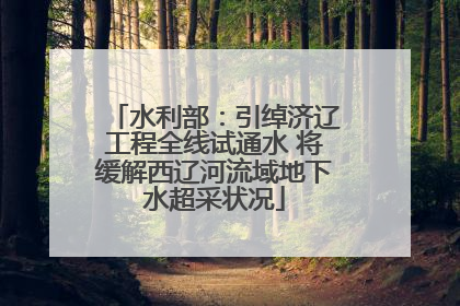 水利部：引绰济辽工程全线试通水 将缓解西辽河流域地下水超采状况