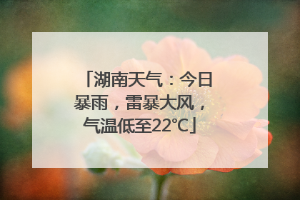 湖南天气：今日暴雨，雷暴大风，气温低至22℃