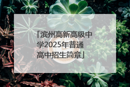 滨州高新高级中学2025年普通高中招生简章