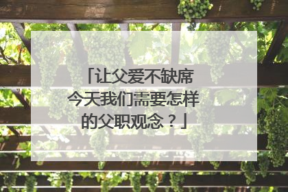 让父爱不缺席 今天我们需要怎样的父职观念？