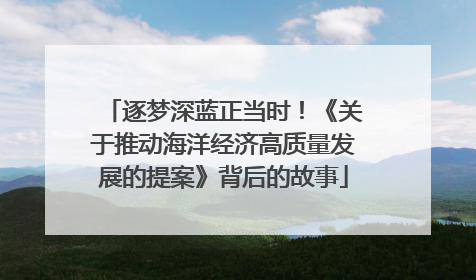 逐梦深蓝正当时！《关于推动海洋经济高质量发展的提案》背后的故事