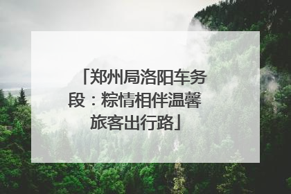 郑州局洛阳车务段：粽情相伴温馨旅客出行路