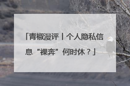 青椒漫评丨个人隐私信息“裸奔”何时休？