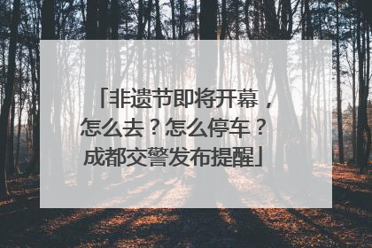 非遗节即将开幕，怎么去？怎么停车？成都交警发布提醒
