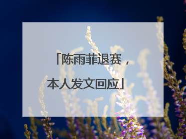 陈雨菲退赛，本人发文回应